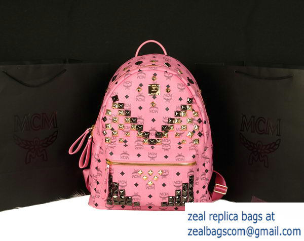 High Quality Replica MCM Stark Backpack Jumbo in Calf Leather 8100 Pink